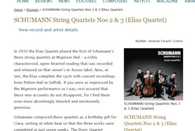 Gramophone - Schumann & Elias String Quartet